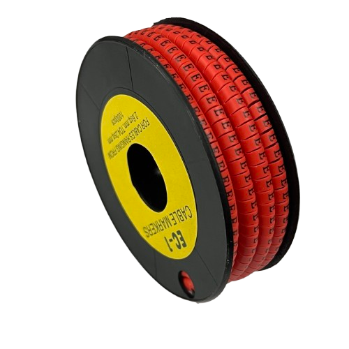 Grippes spool of red cable markers with printed E on sleeves "E" Marker Red 2.6mm to 4.2mm 1000pcs for wiring