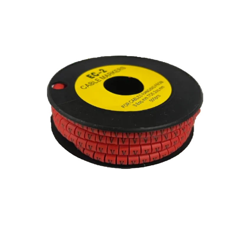 Grippes V cable marker roll featuring red markers for organized cable management