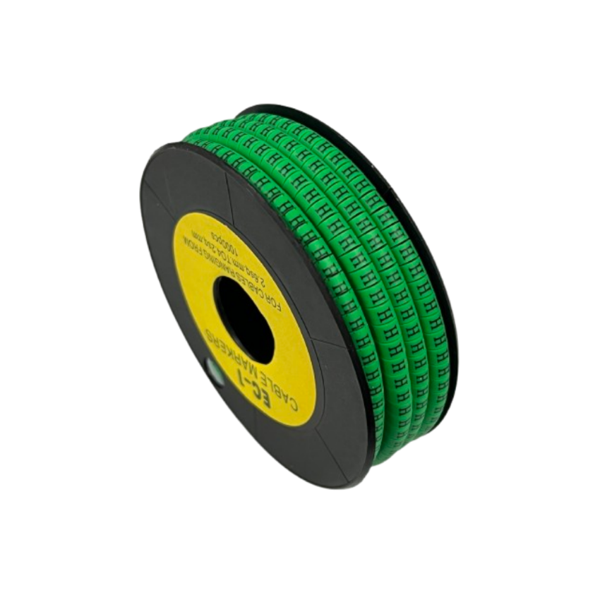 Grippes spool of green cable markers "H" Marker EC-1 Green 2.6mm to 4.2mm for wire identification and labeling