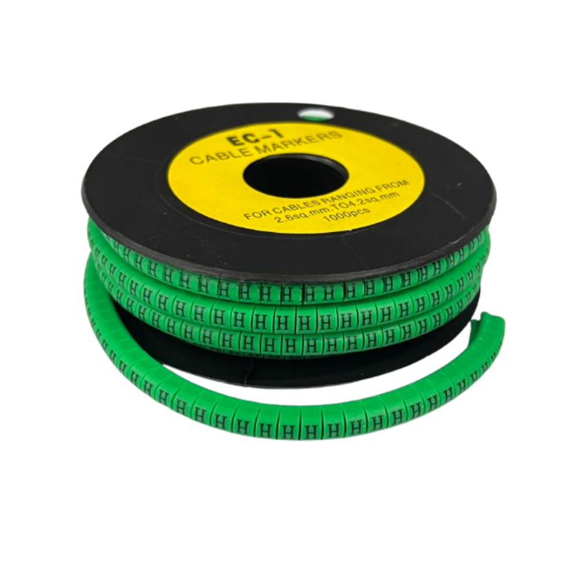 Grippes cable marker reel with green "H" Marker EC-1 Green 2.6mm to 4.2mm for small cables