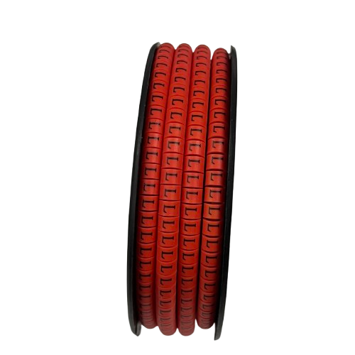 Grippes L Marker Red 2.6mm to 4.2mm 1000pcs cable management markers on a spool