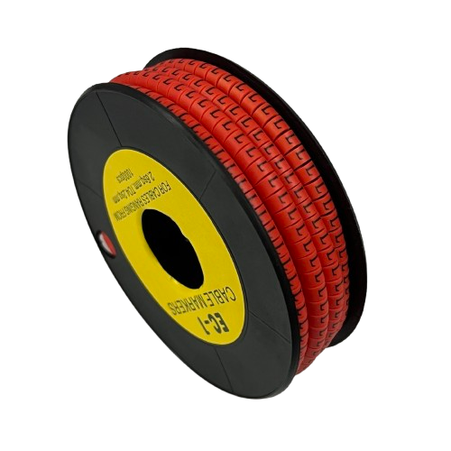 Grippes L Marker Red 2.6mm to 4.2mm 1000pcs cable management markers on a black spool