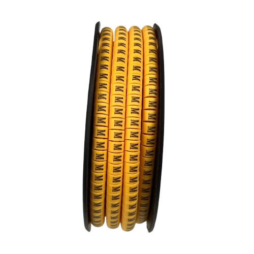 Spool of yellow M Marker 2.6mm to 4.2mm cable management markers for organizing wires