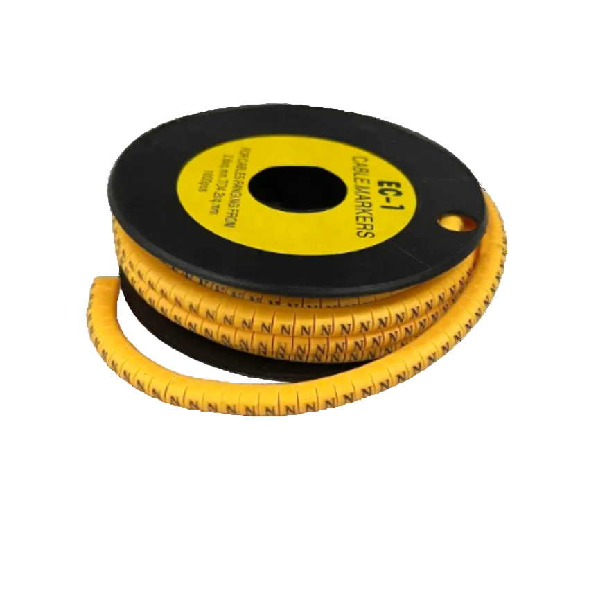 N Marker 2.6mm to 4.2mm yellow cable management wrap on black spool from China