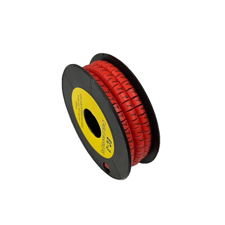 Grippes red cable markers 5mm to 7mm on a spool for effective cable organization