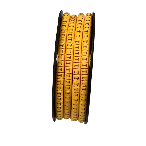 Yellow cable management spool with T Marker 2.6mm to 4.2mm for organized wiring solutions