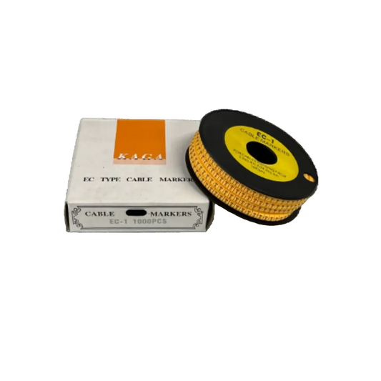 T Marker 2.6mm to 4.2mm cable markers on black spool with white and orange box from China