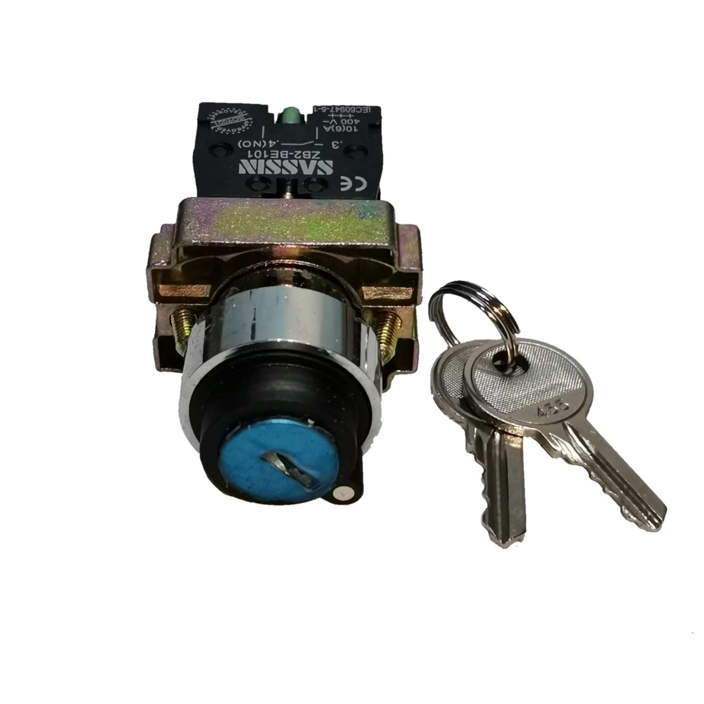 Sassin Key Operated Switch 2P with two metal keys for secure power control