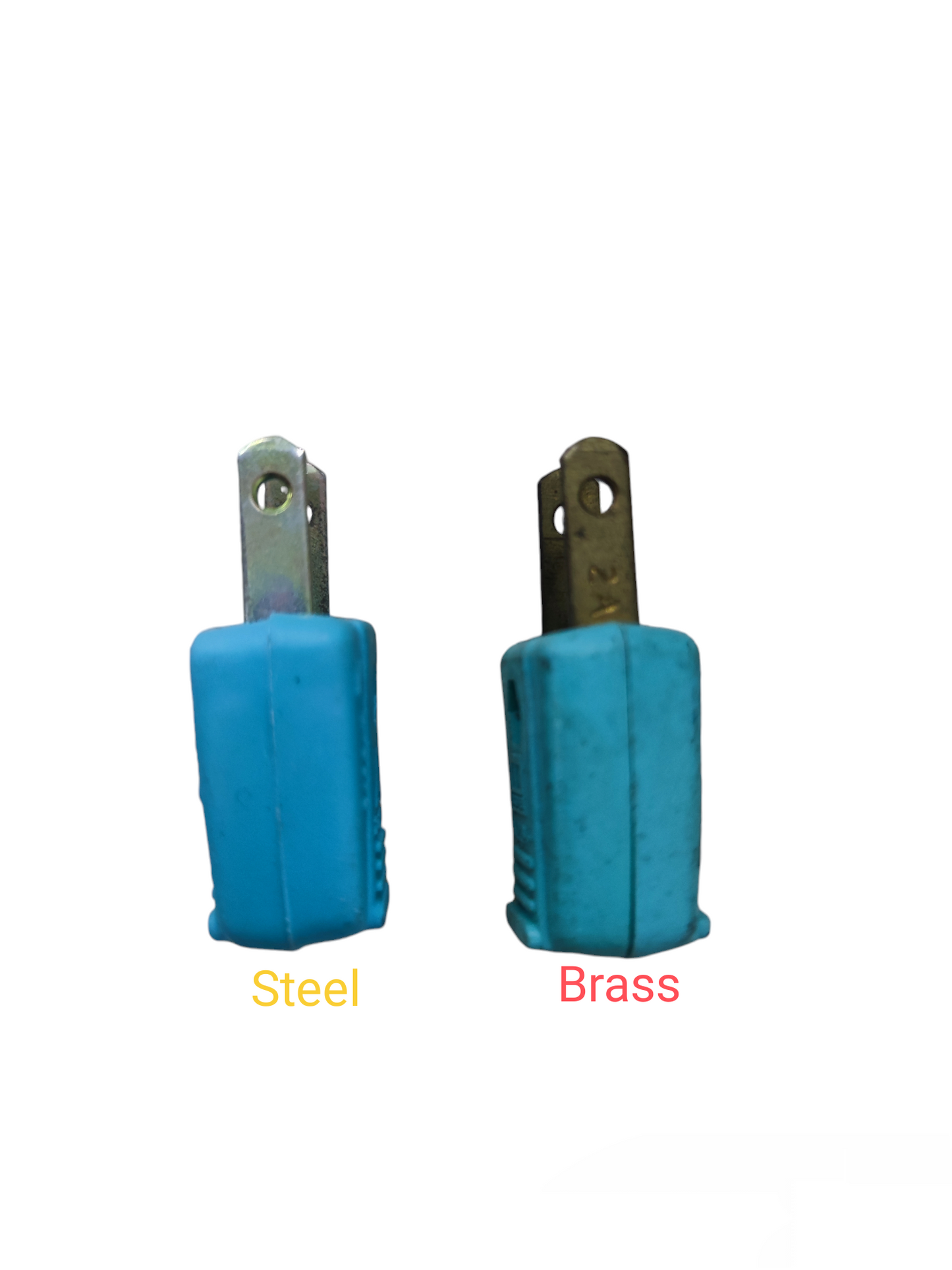 Kopez 2A 220V electrical plug in steel and brass with blue insulated handle for power connections