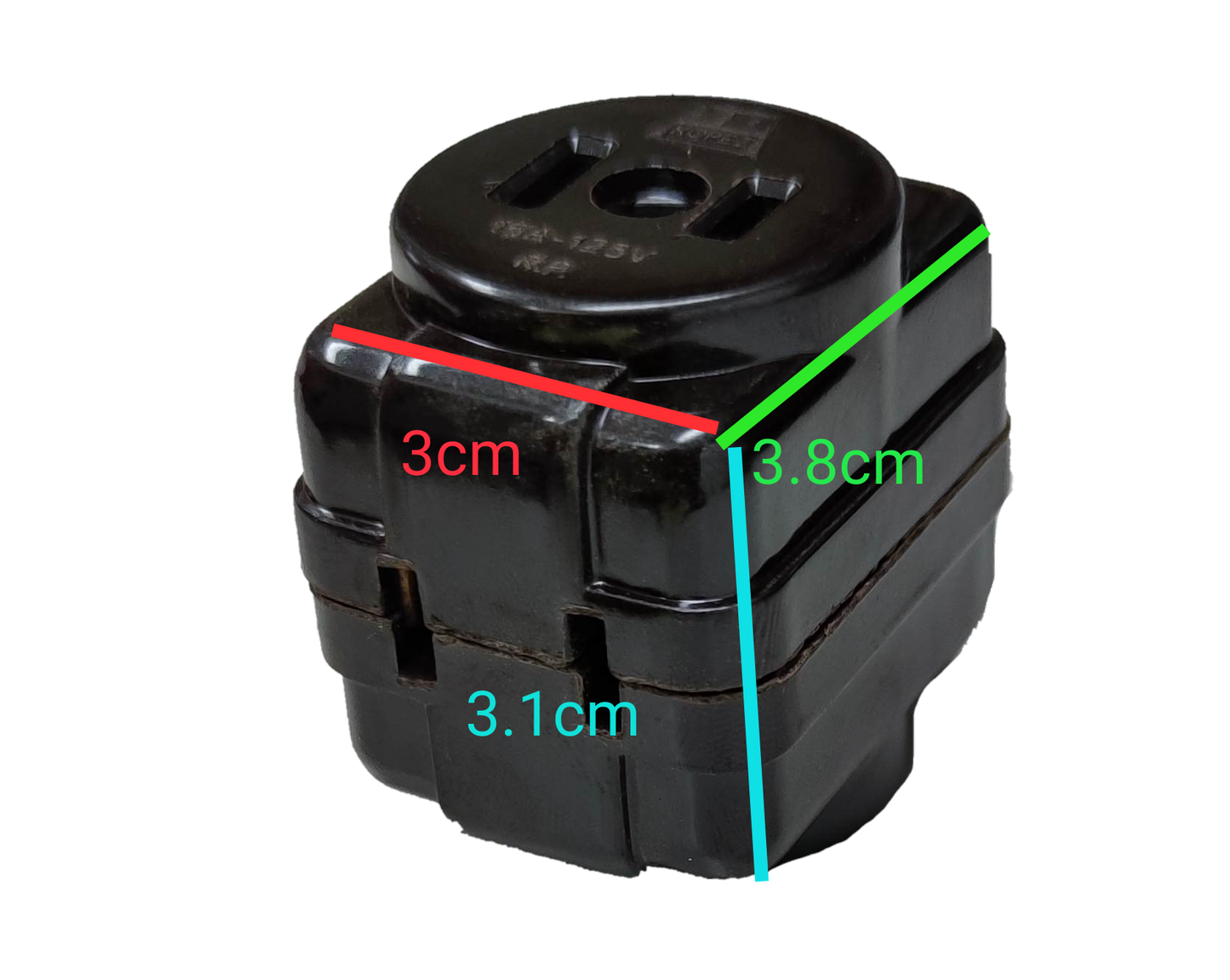 Kopez black 3 gang cube cord connector with compact design and precise dimensions for electrical circuitry