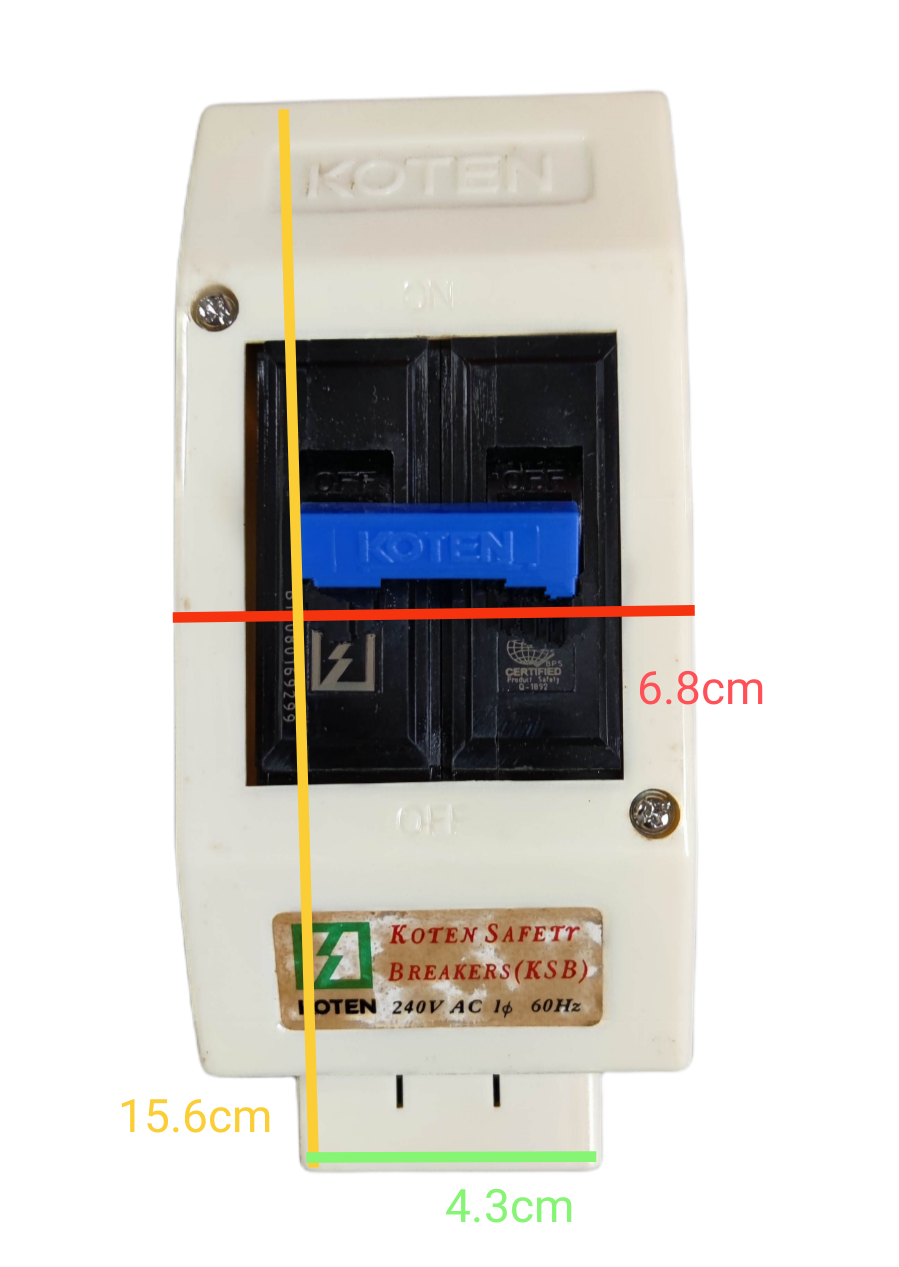 Koten 100A 2Pole Circuit Breaker with Enclosure in white and black with blue switch handle