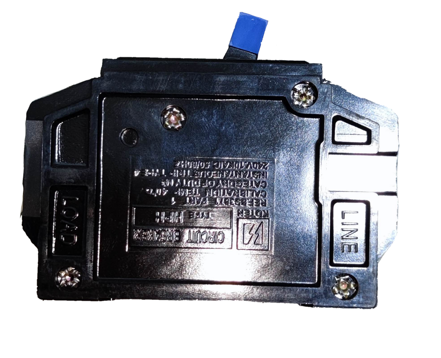 Koten 15A 3 pole 220V circuit breaker in black with mounting screws and blue switch