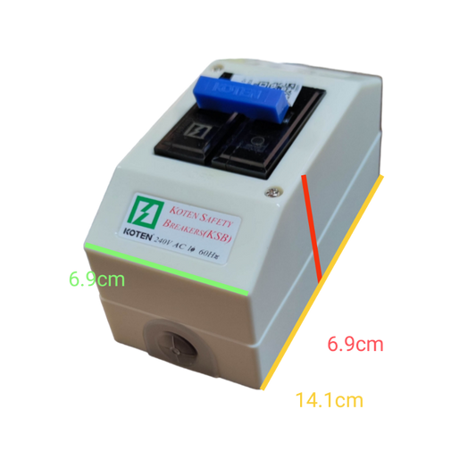 Koten 50A Breaker 250V 2P with Enclosure white plastic housing dual pole switch with blue handle