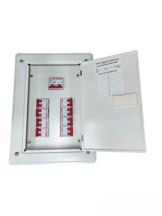 Koten Himel 2 Pole Panel Board 100A with circuit breakers and a clear cover for electrical safety