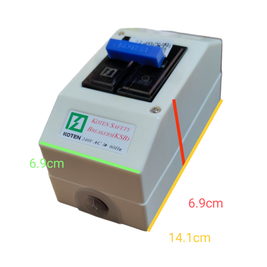 KSB 60A Circuit Breaker with PVC Enclosure by Koten white PVC box with blue toggle and dual switches