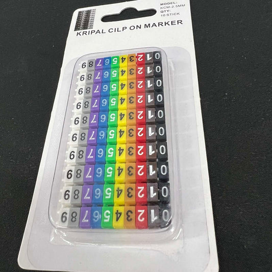 Grippes Cable Marker Clip On 0-9 Assorted pack of multicolor clip on number labels for cable management