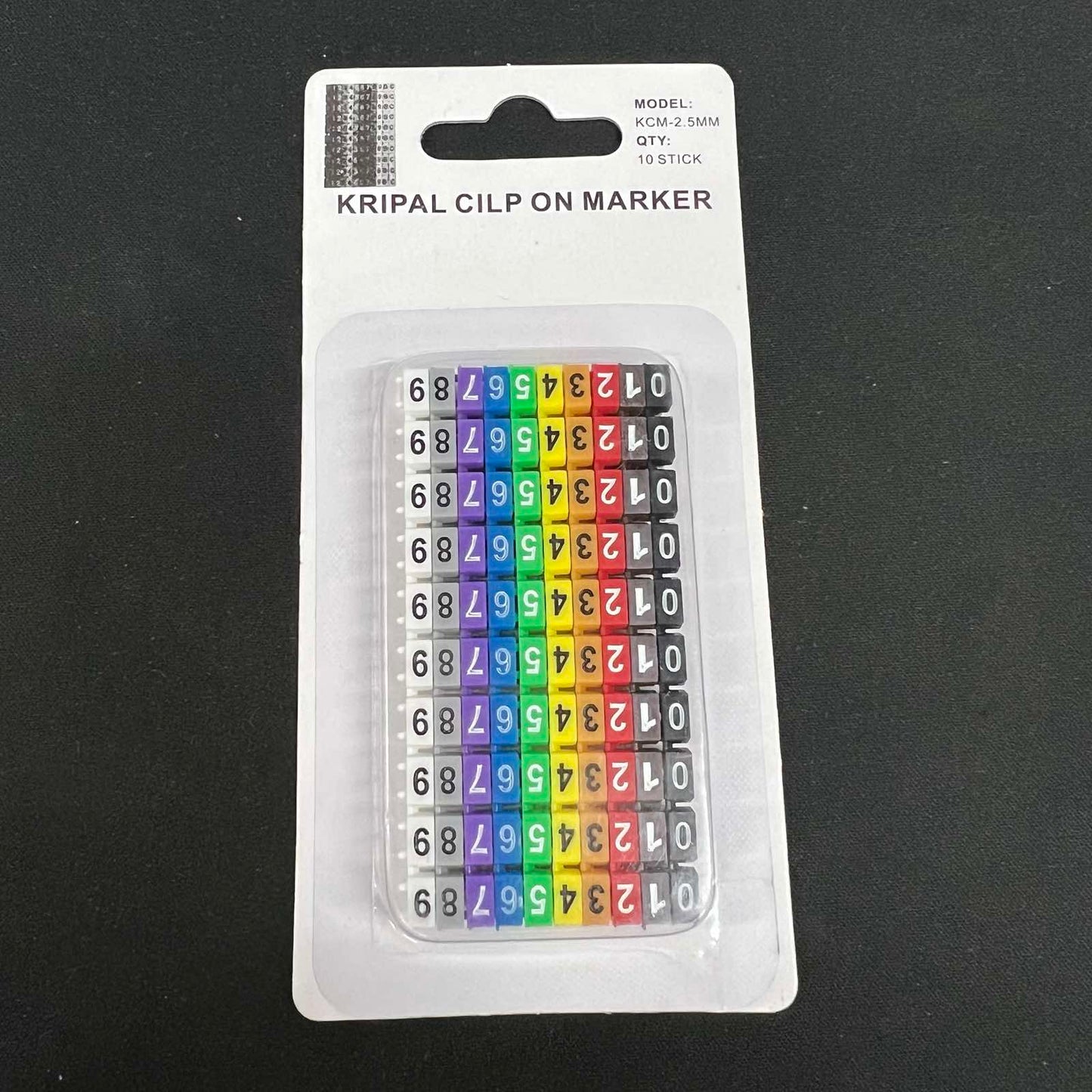 Grippes Cable Marker Clip On 0-9 Assorted pack of colorful clip on number tags for cable organization