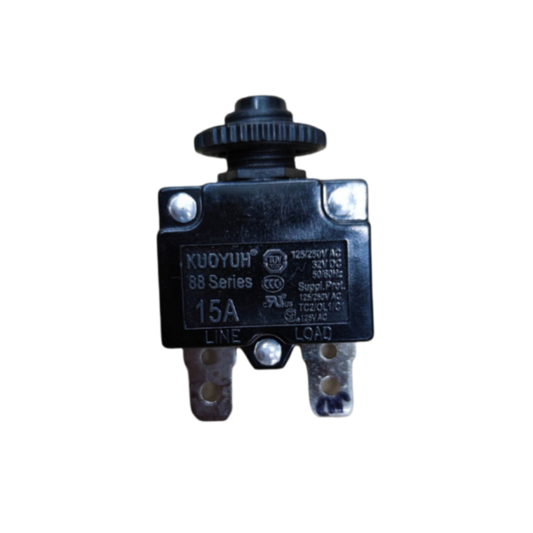 Kuoyuh 15A push to reset circuit breaker with AC and DC voltage ratings for electrical safety