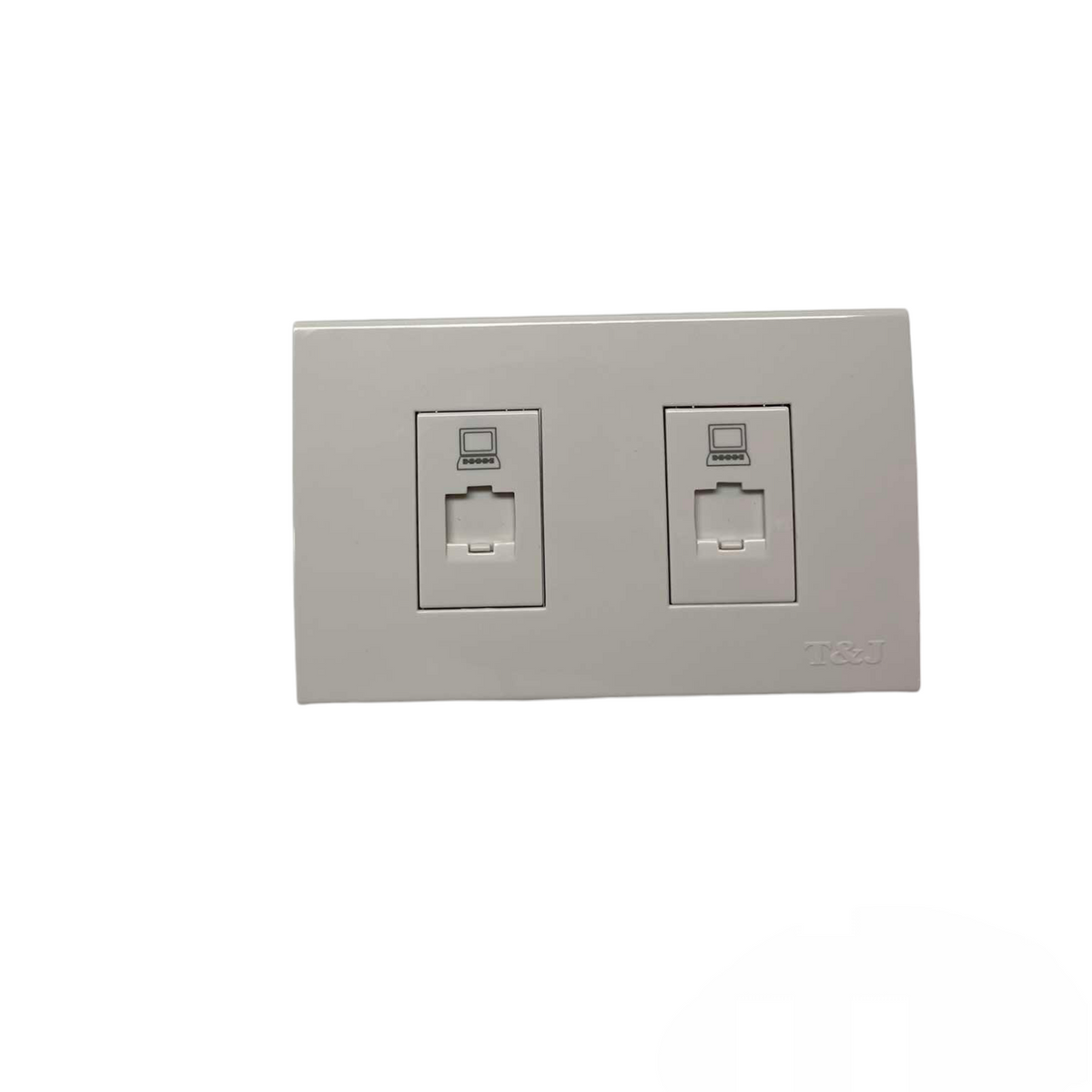T&J LAN Outlet with Plate Cat6 Outlet dual port gray network wall socket