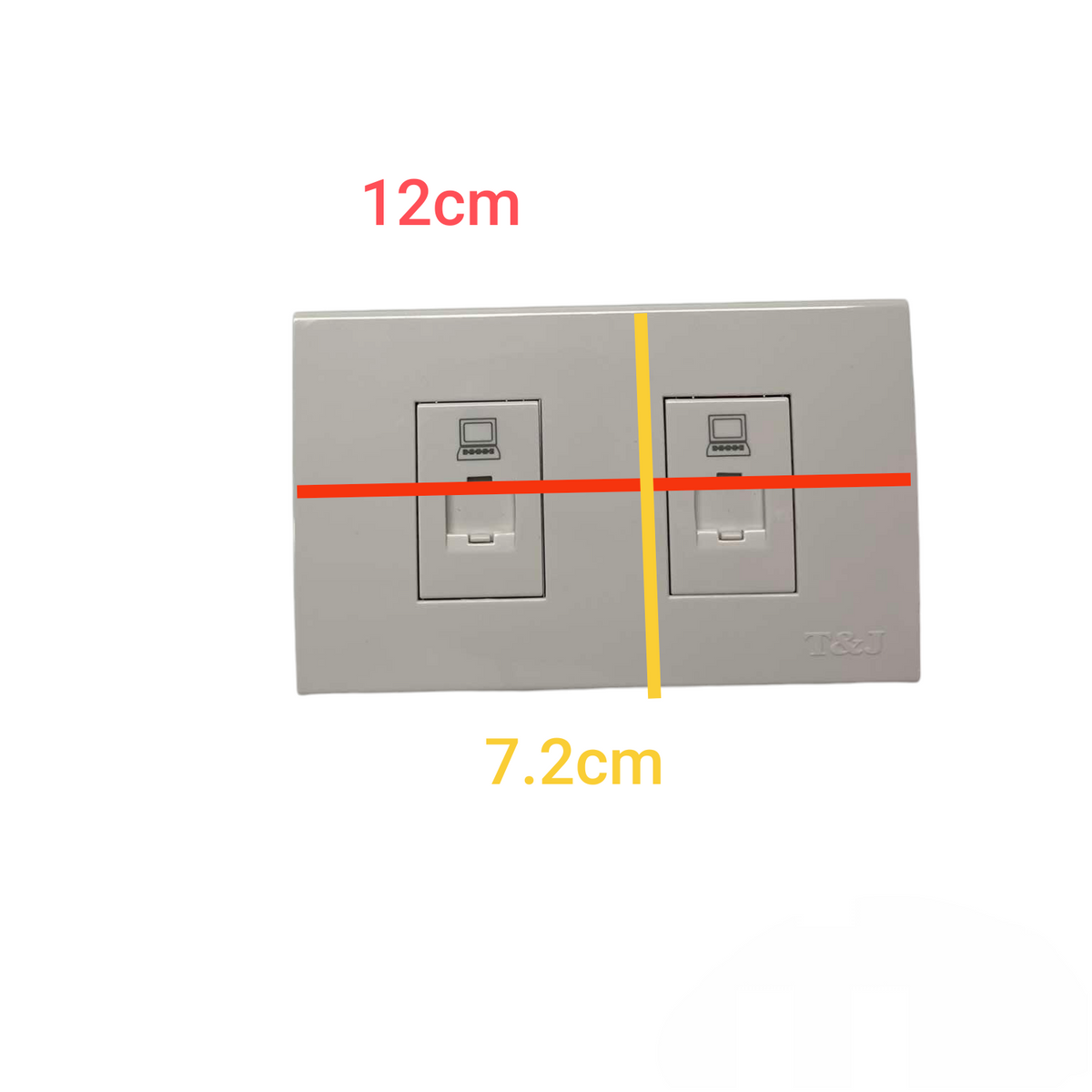 T&J LAN Outlet with Plate Cat6 Outlet double socket in grey for network connections