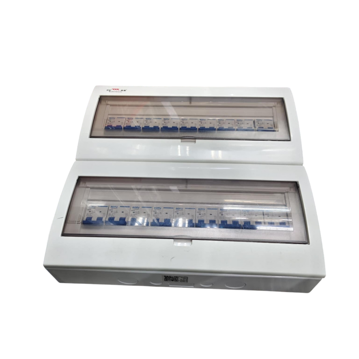 Royu and ZY 17 branch 2 pole MCB panel white dual row distribution box with clear hinged covers