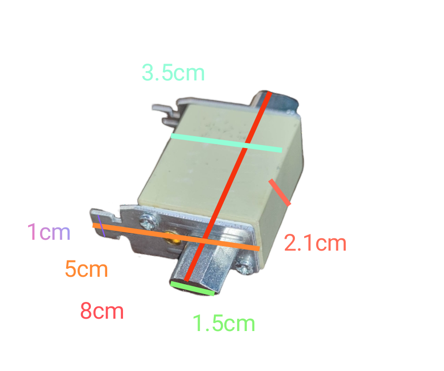Linder NH-Type Fuse Link 35A gG-gL electrical component with metal and ceramic parts on black background