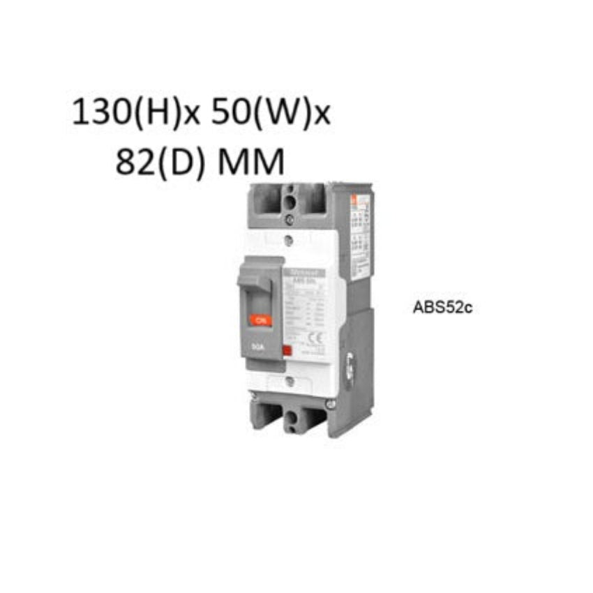 LS molded case circuit breaker 15A MCCB 2 Pole 250V LS Breaker gray unit with red toggle and 130 x 50 x 82 mm
