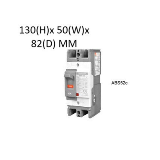 LS molded case circuit breaker 15A MCCB 2 Pole 250V LS Breaker gray unit with red toggle and 130 x 50 x 82 mm