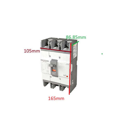 LS molded case circuit breaker 150A with measurements for electrical applications and installations