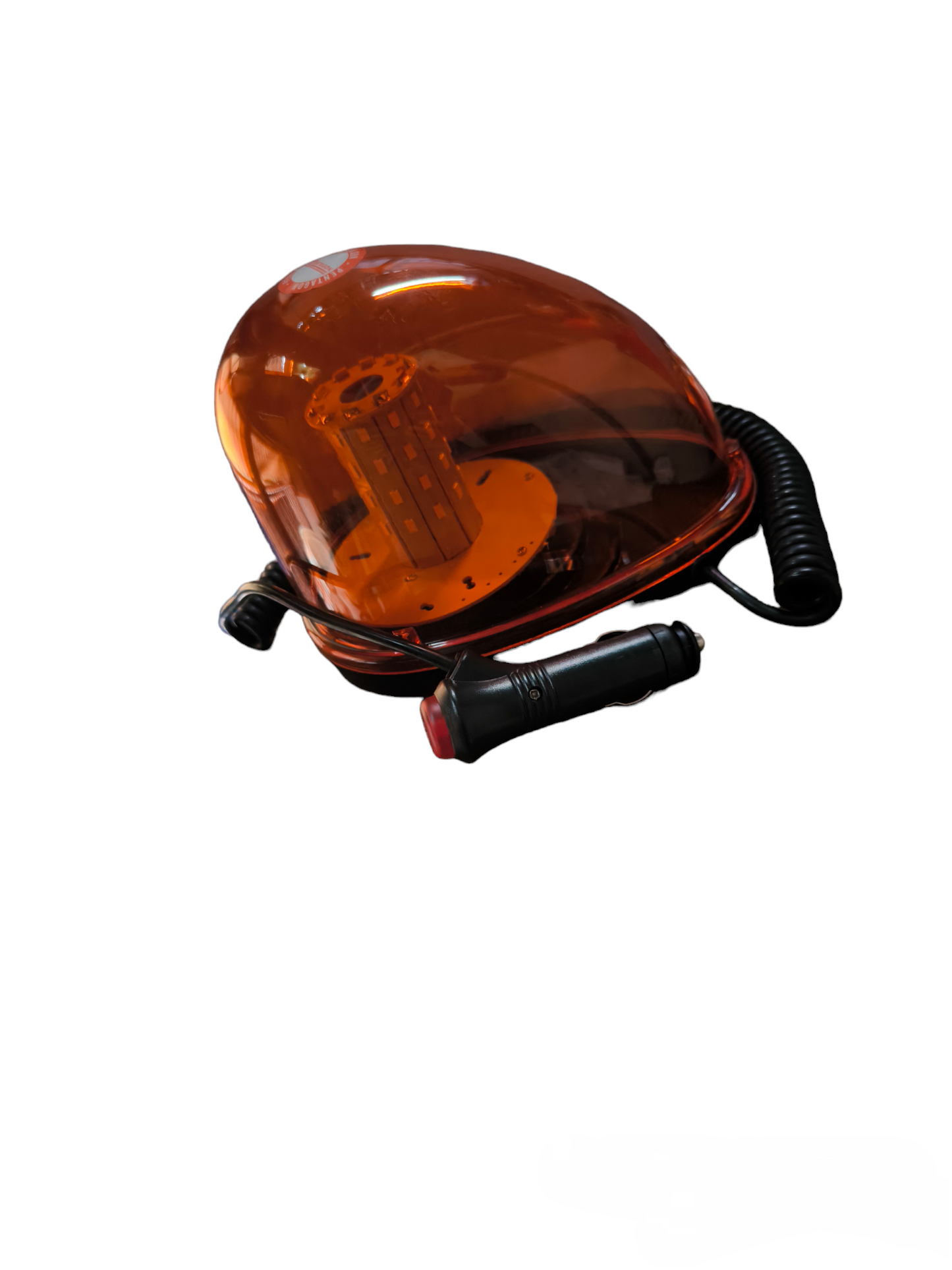 Code Red magnetic base emergency light 12V 24V with orange dome and coiled power cord