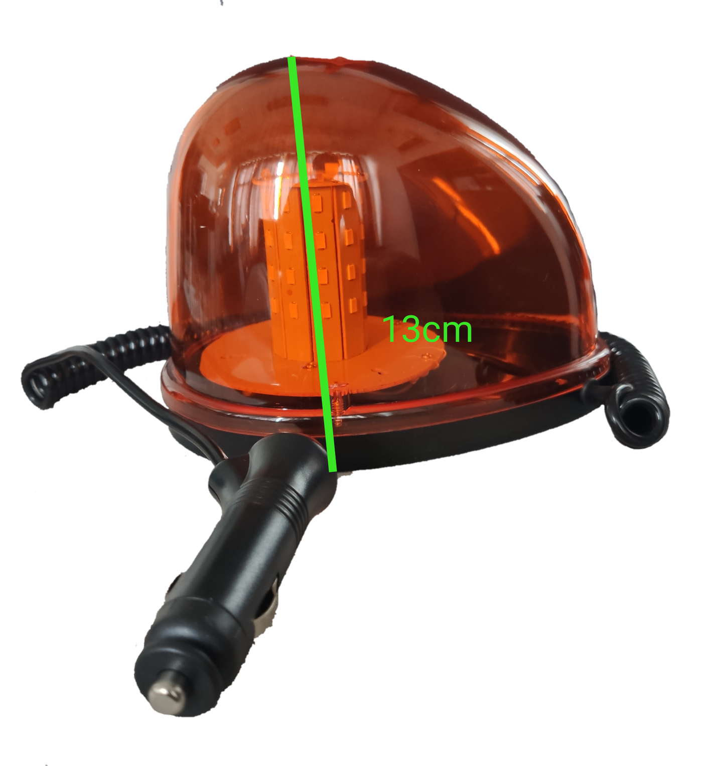 Code Red magnetic base emergency light 12V 24V with orange dome and black cigarette lighter plug