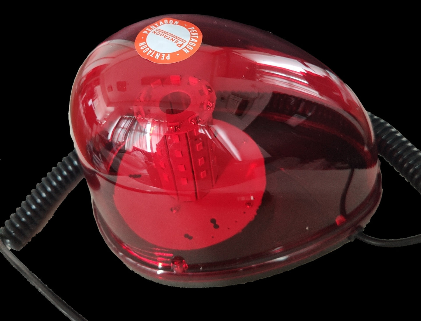 Code Red magnetic base emergency light 12V 24V with red dome and flexible attached cables
