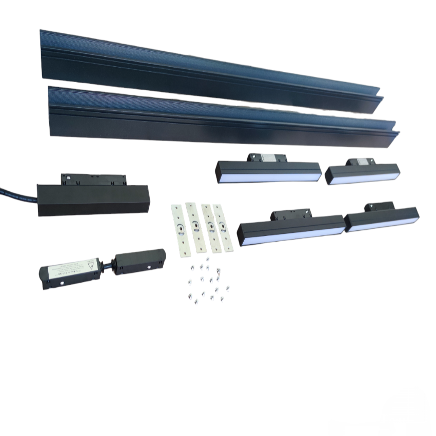 ILLUMIQ TERRA magnetic track light 2 meters ceiling light kit with black tracks and LED light fixtures
