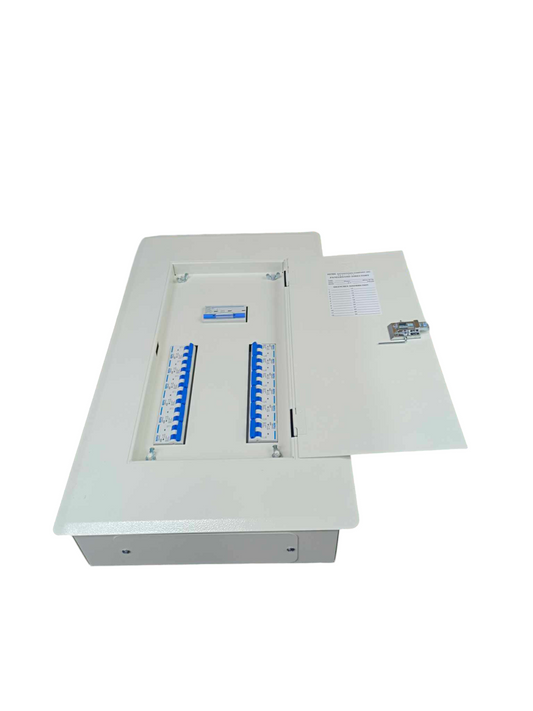 Chint 3 pole main breaker electrical panel with circuit breakers and open door