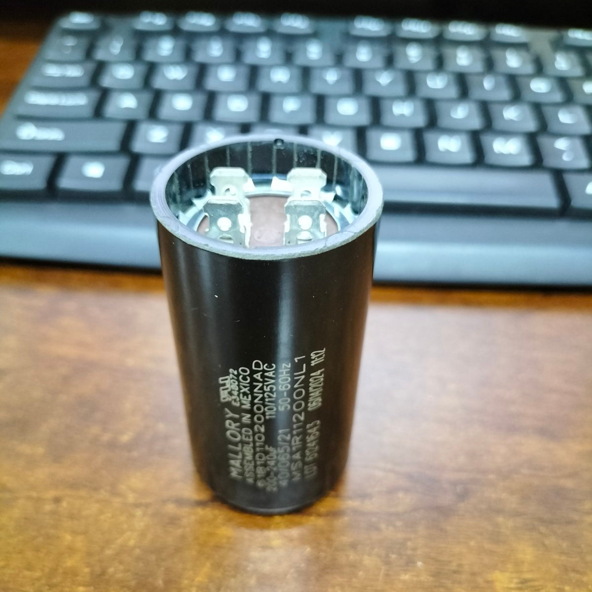 Mallory 200-240UF 110-125V AC start capacitor designed for electrical applications