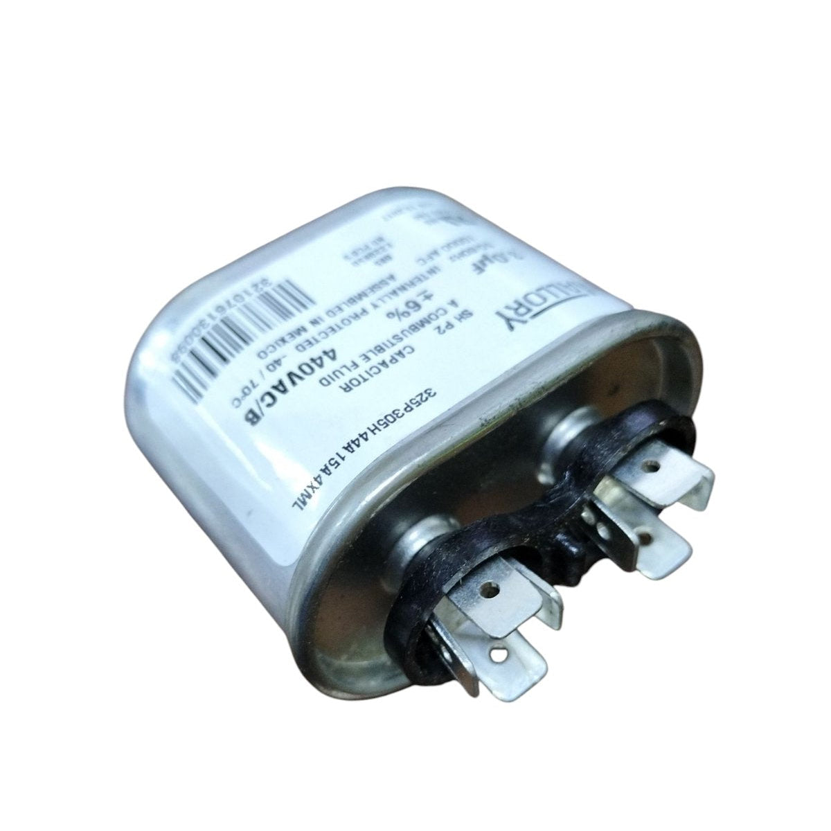 Mallory 3UF 440V oil-filled capacitor with dual terminal connections for electrical applications