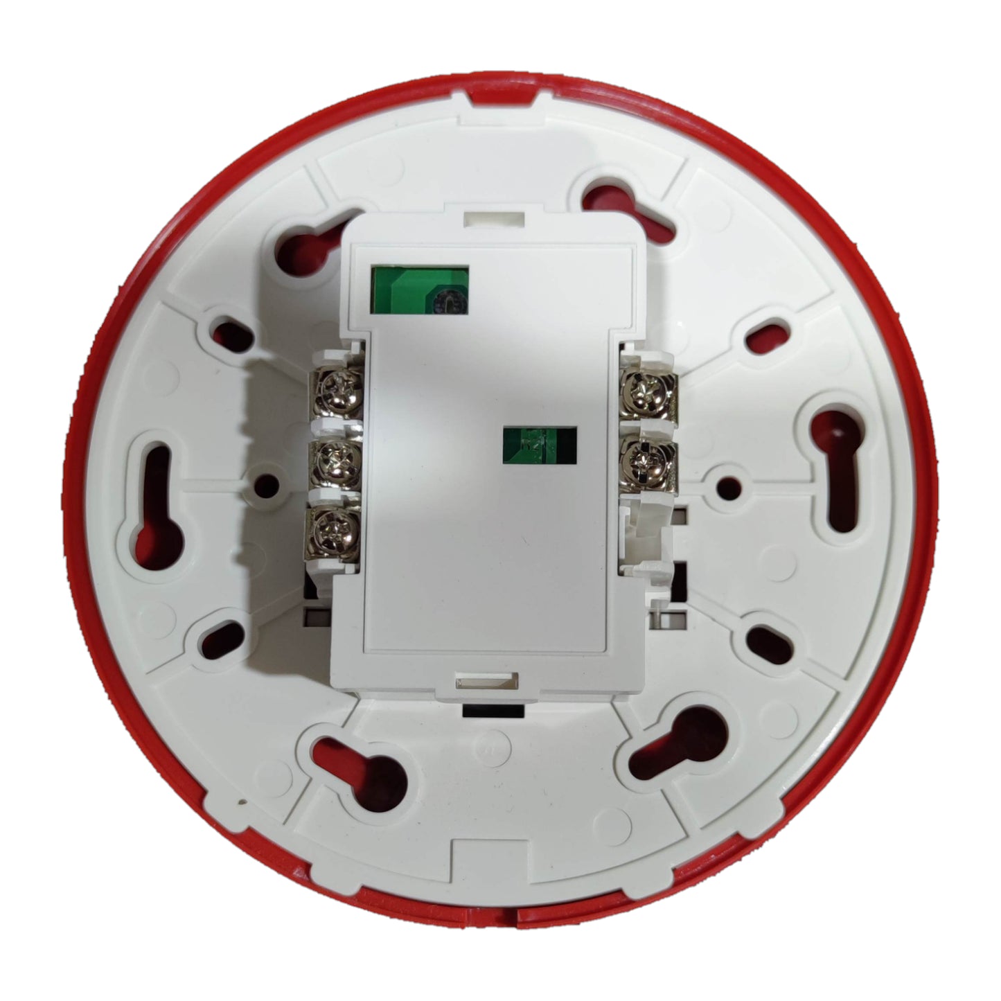 Horing Lih manual call point round fire alarm with a red circular base for easy installation