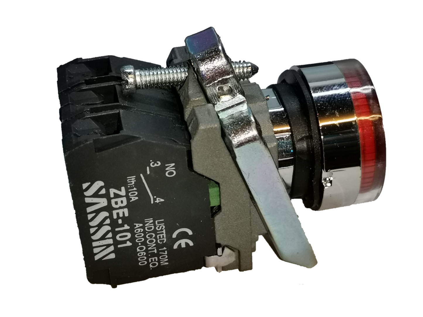 Sassin metal push button with indicator light for control panels and electrical systems