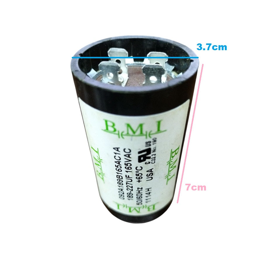 BMI Motor Start Capacitor 189-227uF for reliable electrical performance and efficient motor operation