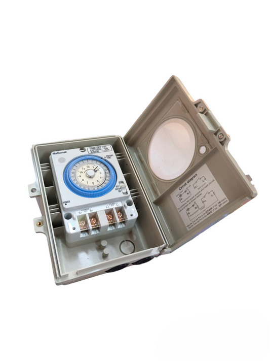 National Quartz Automatic Time Switch in protective enclosure for power control and automation