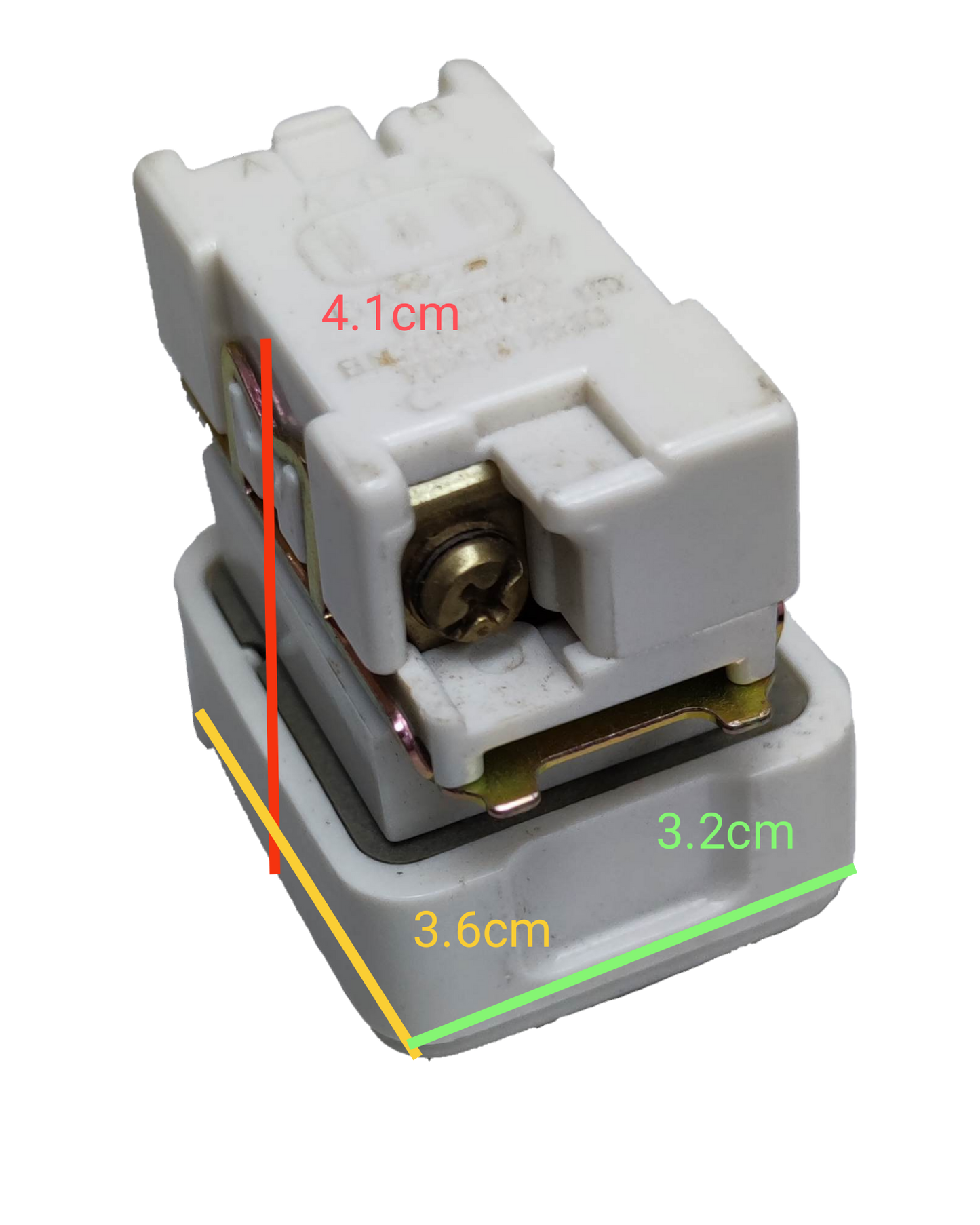 National telephone modular box device type power point switch with measurements in white