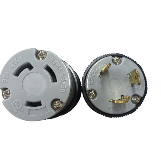 Grippes 30A Twist Lock Outlet and Plug Cord Connector Type 2P+E (3P) 250V (NEMA L6)  BL-630C and  BL630P