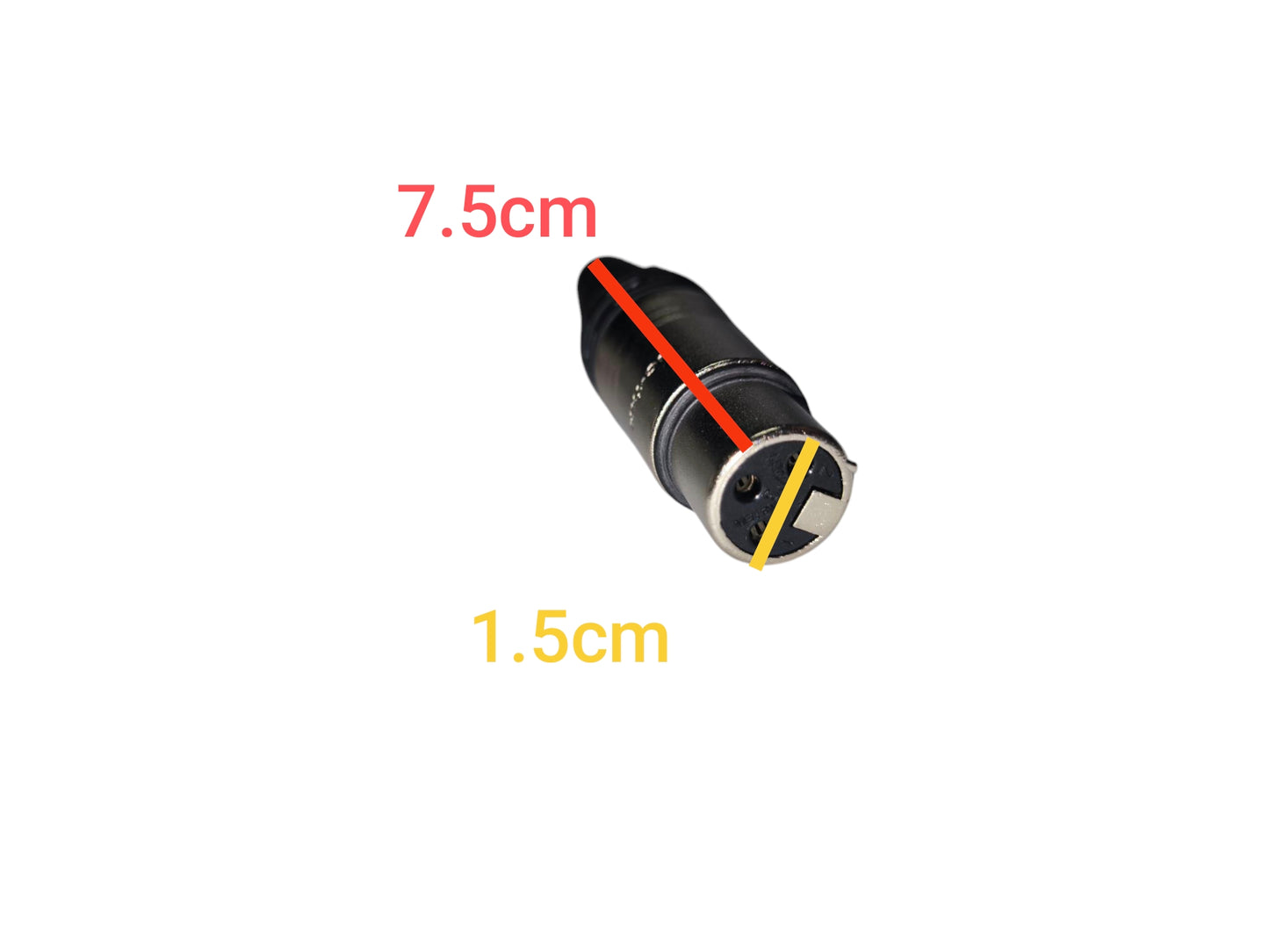 Neutriks XLR Cable Connector Female 3 Pole with precise measurements of 7.5cm and 1.5cm