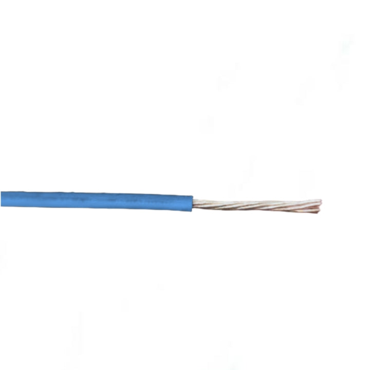 Omega THWN AWG 14 Stranded Blue wire with exposed copper strands for electrical wiring