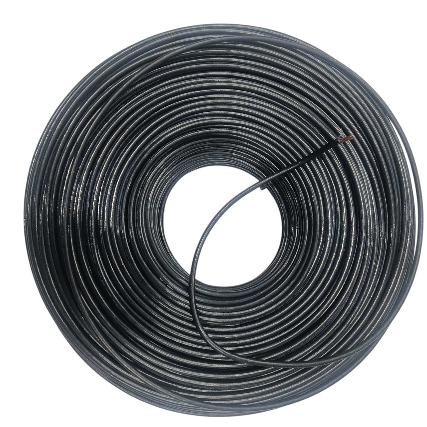Omega coil of black THWN AWG 8 Black Stranded electrical wire for wiring and connections