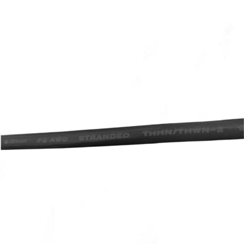 Omega black THWN AWG 8 Black Stranded wire with clear labeling on insulation