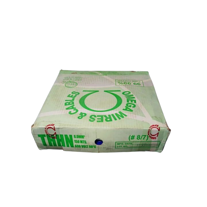 Omega THWN AWG 8 Black Stranded wire box with 150 meters length for electrical use