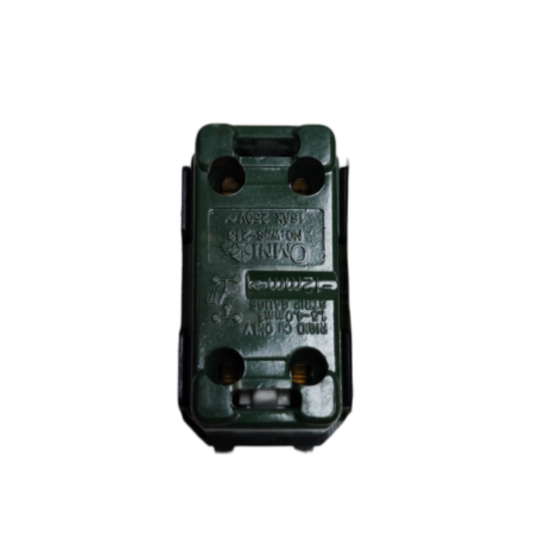 Omni 1 way switch 16A 250V in green with multiple connection points and durable design
