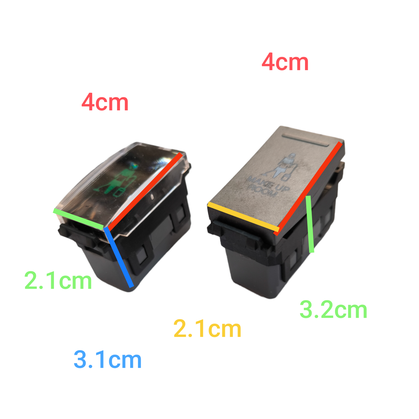 Omni 1-way switch 16A showing front and side views with detailed dimensions