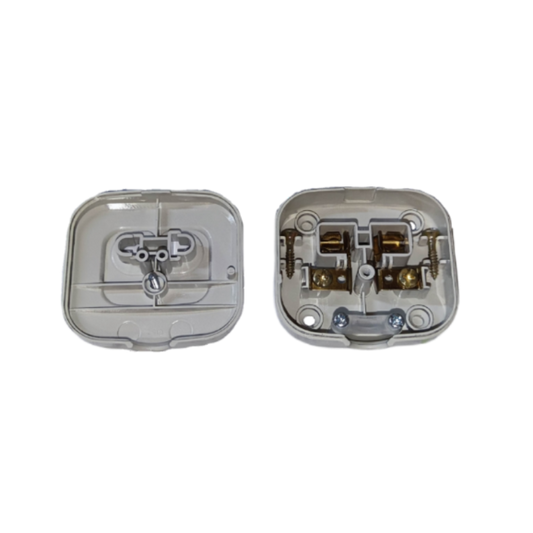 Omni 10A 250V single surface outlet with clear wiring terminals for easy installation